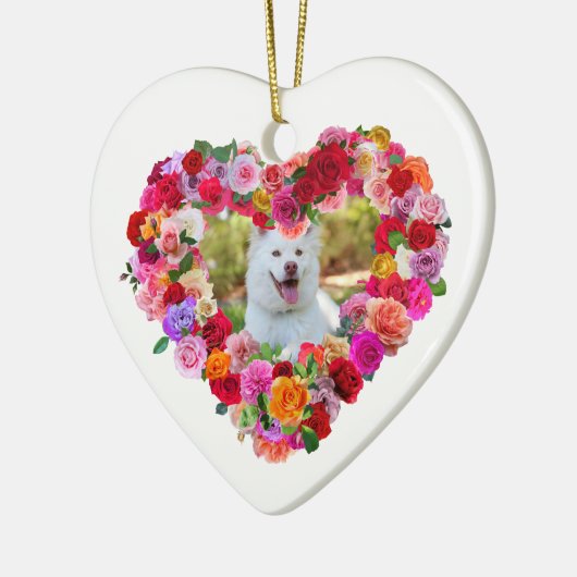 Aangepaste Foto Hond Mama Moederdag Rozen Hart Keramisch Ornament (Links)