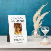 Aangepaste foto hond naam wit grijs fotoplaat (Zijkant)