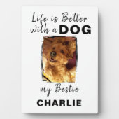 Aangepaste foto hond naam wit zwart fotoplaat (voorkant)