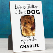 Aangepaste foto hond naam wit zwart fotoplaat