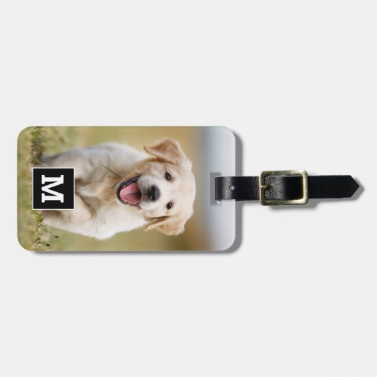 Aangepaste Foto Hond Pet Puppy Gepersonaliseerde M Bagagelabel (Voorkant horizontaal)