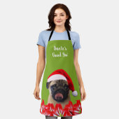 Aangepaste foto hond rode kerstman hoed & orchidee schort (Gedragen)