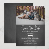 Aangepaste foto hond thema modern save the date (Voorkant / Achterkant)