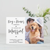 Aangepaste foto-hond van Honor Dog Wedding Announc Save The Date (Staand voorkant)