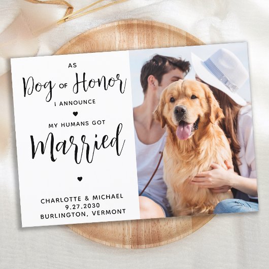 Aangepaste foto-hond van Honor Dog Wedding Announc Save The Date