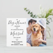 Aangepaste foto-hond van Honor Pet Wedding Save The Date (Staand voorkant)
