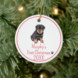 Aangepaste Foto Honden Eerste Kerstmis 20XX Keramisch Ornament