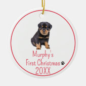 Aangepaste Foto Honden Eerste Kerstmis 20XX Keramisch Ornament (Voorkant)