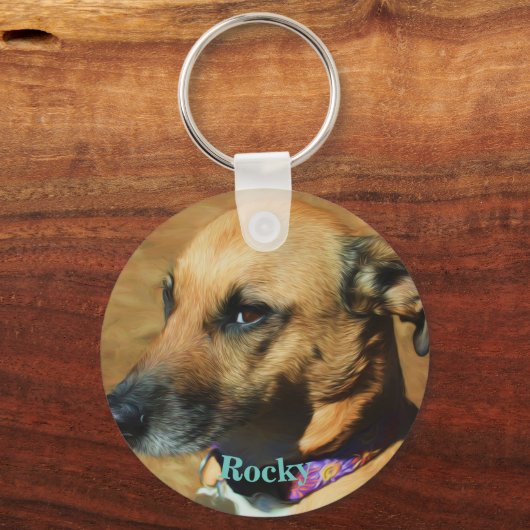 Aangepaste foto Hondenliefhebber toetsenbord Sleutelhanger (Achterkant)