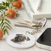 Aangepaste foto Hondenliefhebber toetsenbord Sleutelhanger (Voorkant Rechts)