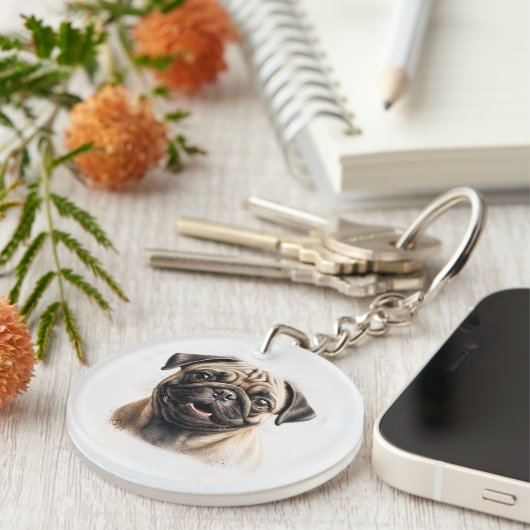 Aangepaste foto Hondenliefhebber toetsenbord Sleutelhanger (Voorkant Rechts)