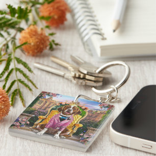 Aangepaste foto Hondenliefhebber toetsenbord Sleutelhanger