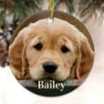 Aangepaste foto-Hondenliefhebber voor foto's Keramisch Ornament<br><div class="desc">Viel je beste vriend met een gepersonaliseerd fotogedenkteken of keepslag. Pas met uw eigen foto, en naam aan. Aanpassen met foto's van favoriete honden of katten, en naam. Ornament is dubbelzijdig, dezelfde foto aan beide zijden. Personaliseer naam op de voorkant, en jaar op de achterkant. COPYRIGHT © 2020 Judy Burrows,...</div>