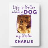 Aangepaste foto hondennaam wit paarse fotoplaat (voorkant)