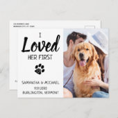 Aangepaste foto-hondenweddenschap bespaart de datu aankondigingskaart (Voorkant / Achterkant)