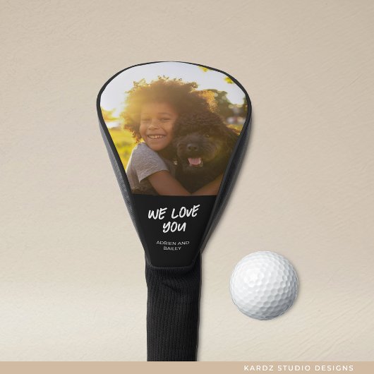 Aangepaste foto Hou van je tekst Golfheadcover