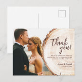 Aangepaste Foto Hout gesneden plak rustieke bruilo Briefkaart (Voorkant / Achterkant)