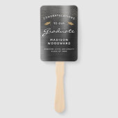 Aangepaste foto Houtskool Grijs Metallic Afstudere Handwaaier (Voorkant)