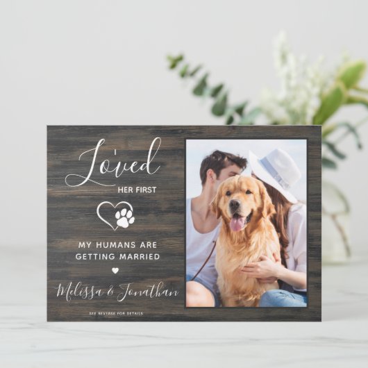 Aangepaste foto huisdier hond landelijke bruiloft kaart (Staand voorkant)