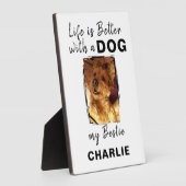 Aangepaste foto huisdier hond naam wit zwart fotoplaat (Zijkant)