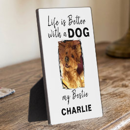 Aangepaste foto huisdier hond naam wit zwart fotoplaat