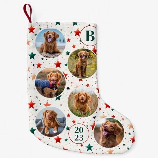 Aangepaste foto Huisdier Hond Retro Sterren Patroo Kleine Kerstsok (Voorkant)