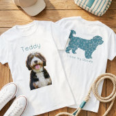 Aangepaste foto huisdier naam Doodle moeder teal e T-shirt