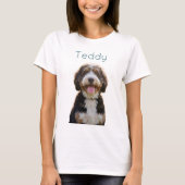 Aangepaste foto huisdier naam Doodle moeder teal e T-shirt (Voorkant)