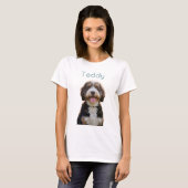 Aangepaste foto huisdier naam Doodle moeder teal e T-shirt (Voorkant volledig)