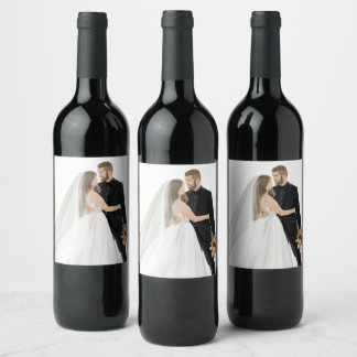 Aangepaste foto-huwelijks-wijnlabels - Elegant Min Wijn Etiket