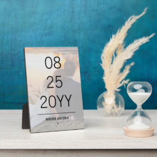 Aangepaste foto huwelijksjubileum datum elegant fotoplaat