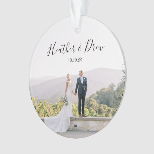 Aangepaste foto huwelijkskerstdag ornament (voorkant)
