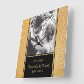 Aangepaste foto huwelijksverjaardag vierkante wand vierkante klok (Hoek)