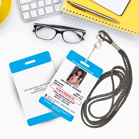 Aangepaste foto-ID-badge voor kinderen met noodcon Badge