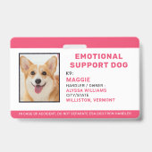 Aangepaste foto-ID Emotional Support Dog Badge (Voorzijde)