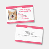 Aangepaste foto-ID Emotional Support Dog Badge (Voor- en achterkant)