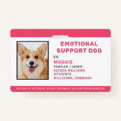 Aangepaste foto-ID Emotional Support Dog Badge (Voorkant)