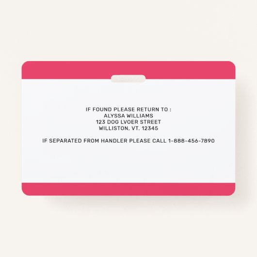 Aangepaste foto-ID Emotional Support Dog Badge (Achterkant)