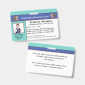 Aangepaste foto ID identiteitskaart voor kinderen Badge (Voor- en achterkant)