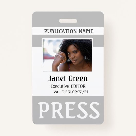 Aangepaste foto-ID Journalist Pass Badge (Voorkant)