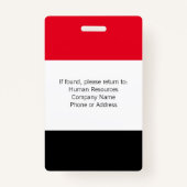 Aangepaste foto ID-kaart Sjabloon Rood zwart Badge (Achterkant)