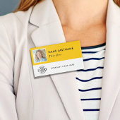 Aangepaste Foto ID Logo Magnetisch Groot Geel Wit Naambadge