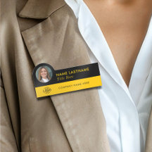 Aangepaste Foto-ID Logo Modern Geel Zwart Medewerk
