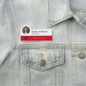 Aangepaste Foto ID Logo Titel Modern Rood Wit Eenv Naamplaatje (In situ)