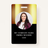 Aangepaste foto-ID Metallic Gold Black Badge (Voorkant)