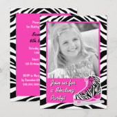 Aangepaste foto-ijsSkating-Zebra geboortedag Kaart (Voorkant / Achterkant)