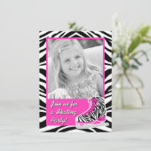 Aangepaste foto-ijsSkating-Zebra geboortedag Kaart (Staand voorkant)