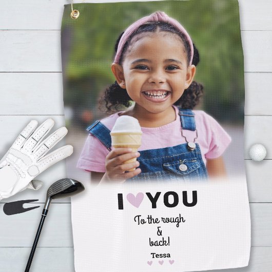 Aangepaste foto Ik hou van je naar de ruwe & achte Golfhanddoek