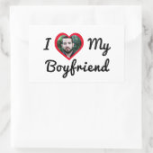 Aangepaste foto Ik hou van mijn vriend Rechthoekige Sticker (Tas)