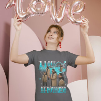 Aangepaste foto ik hou van mijn vriend retro bootl t-shirt